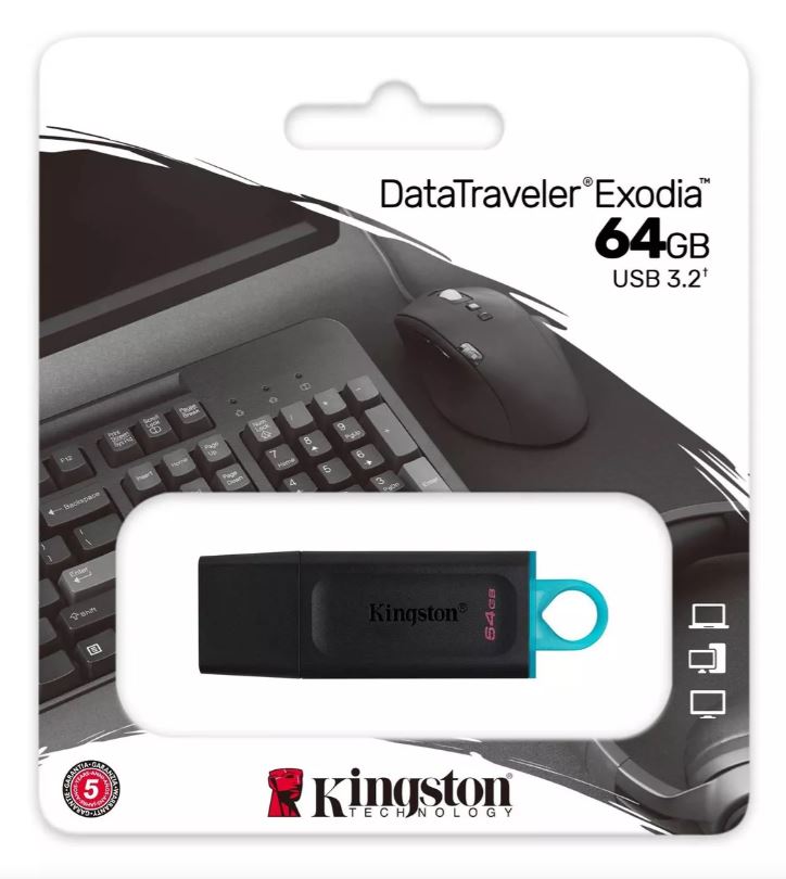 Kingston Memoria USB Datatraveler Exodia 64Gb 3.2 Color Negro