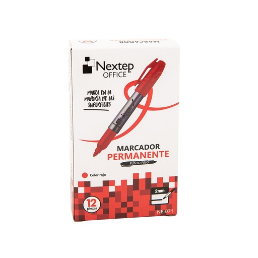 [NE-071] Marcador Permanente Nextep Punto Fino 2mm Rojo